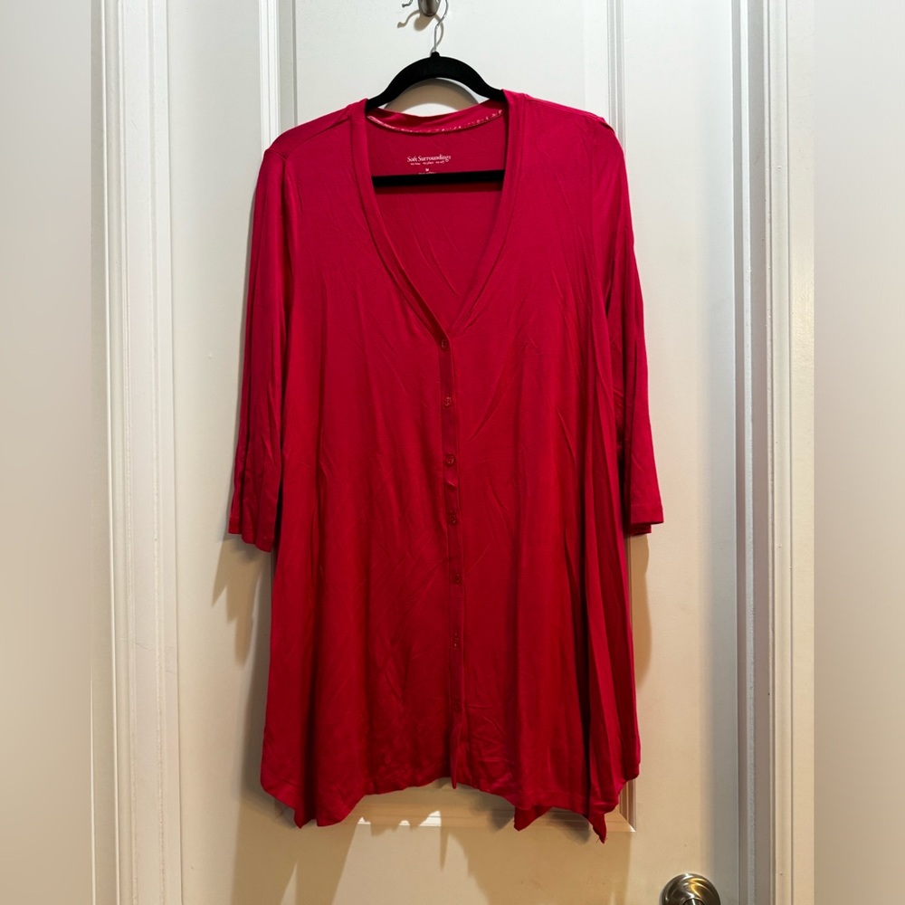 Soft Surroundings Light Weight Buttoned Asymmetri… - image 1